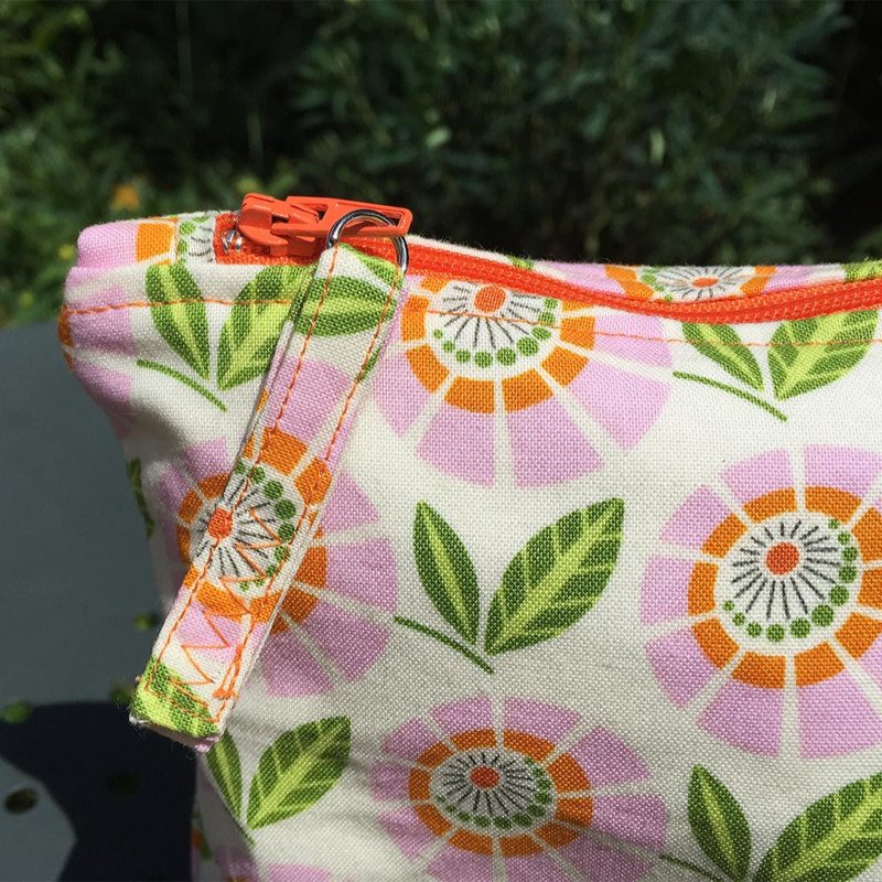 Cosmetic Bag Orange and Pink, Gift for Her - Image 4