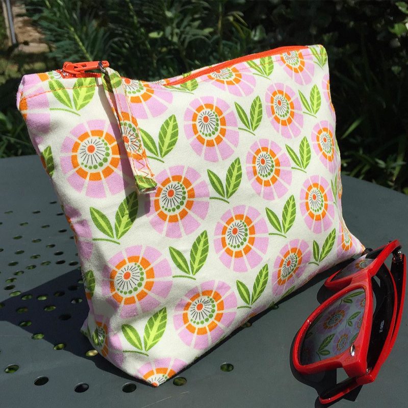 Cosmetic Bag Orange and Pink, Gift for Her - Image 2