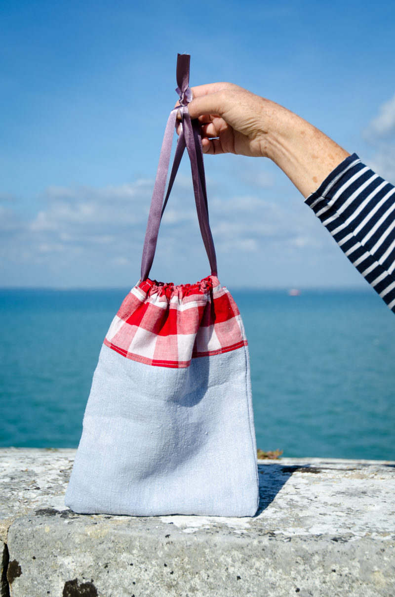 Vintage French Linen Drawstring Bag - Image 2