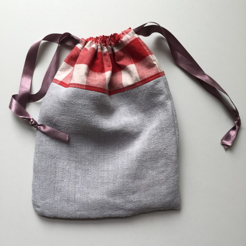 Vintage French Linen Drawstring Bag - Image 3